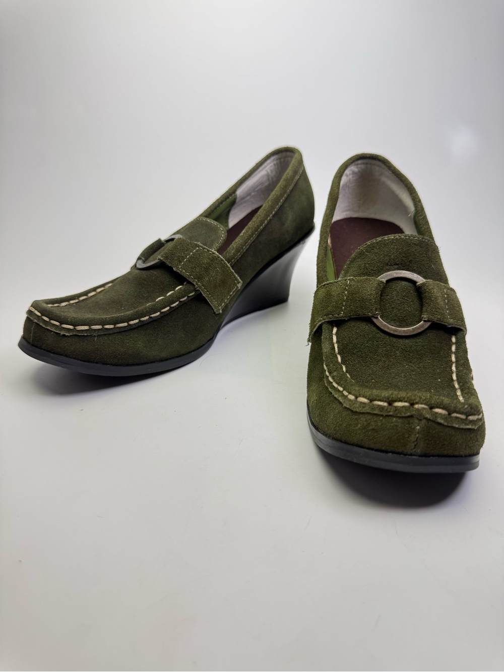 Olive Green Suede Wedge Loafer - Women’s Size 8